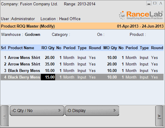 Re-order Management